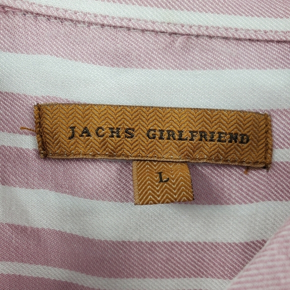 JACHS Girlfriend pink and white stripe button down top - Picture 4 of 16